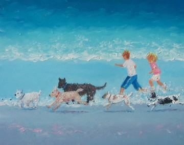  Dog Painting - on beach Dogs Day Out